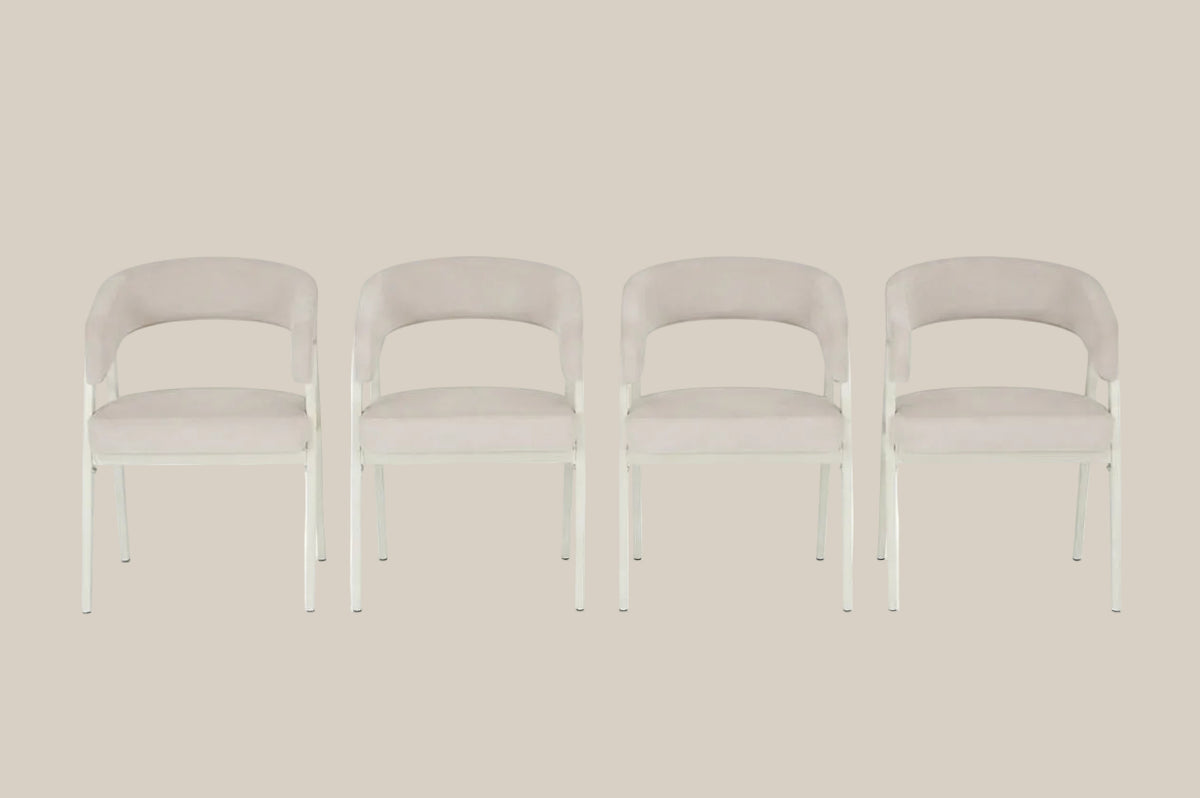 Kingswood — Chaise en velours beige, piètement métal beige — vue 5