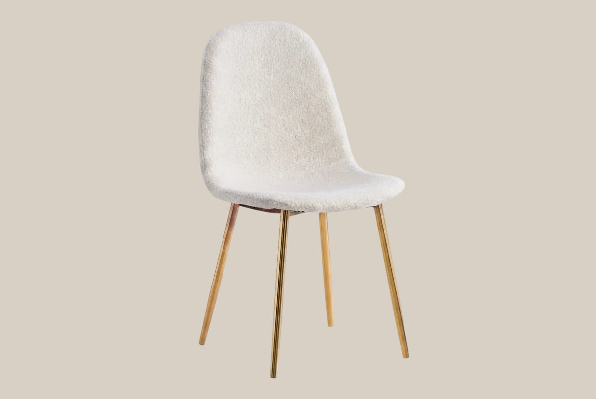 Marchmont — Chaise en molletonné doudou beige, piètement gold — vue 2