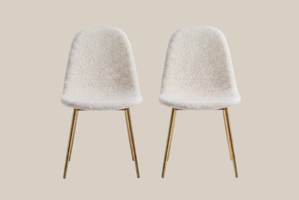 Marchmont — Chaise en molletonné doudou beige, piètement gold — vue 3