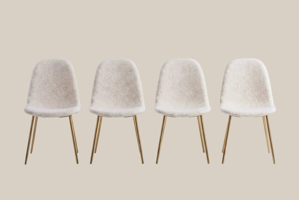 Marchmont — Chaise en molletonné doudou beige, piètement gold — vue 4
