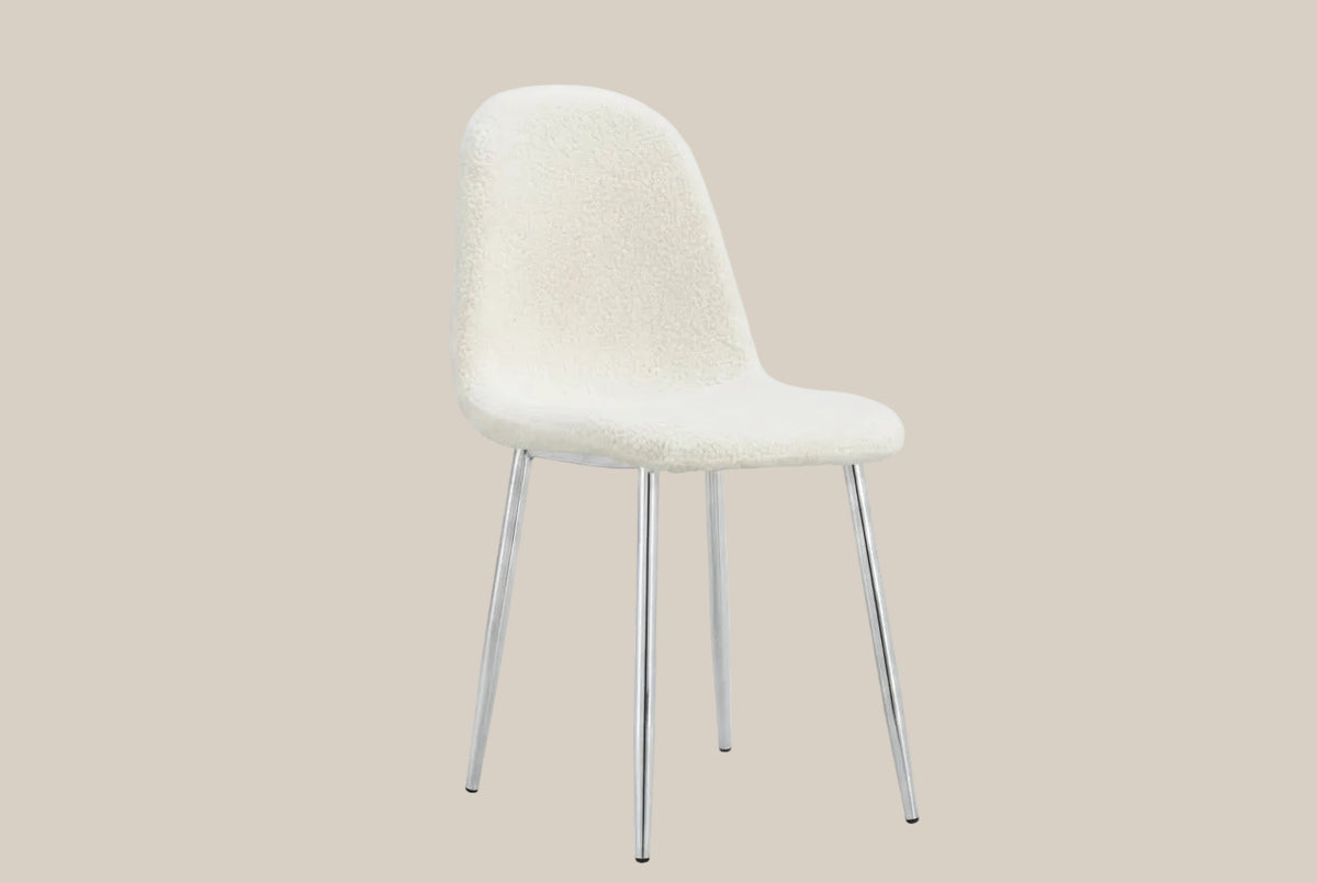 Marchmont — Chaise en molletonné doudou écru, piètement chromé — vue 2