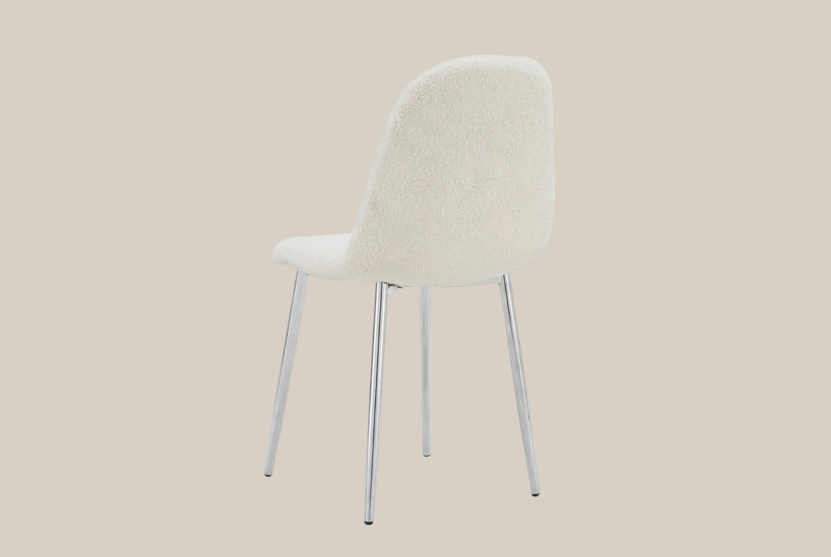 Marchmont — Chaise en molletonné doudou écru, piètement chromé — vue 3