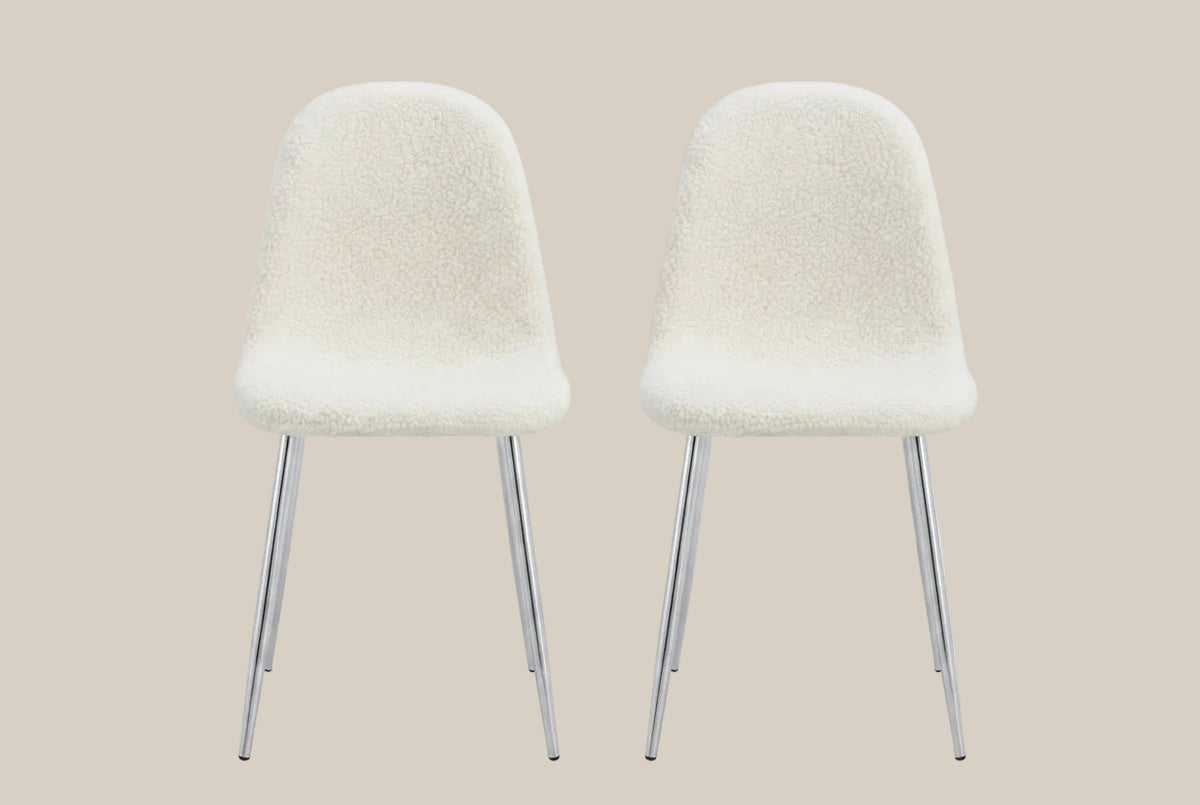 Marchmont — Chaise en molletonné doudou écru, piètement chromé — vue 4