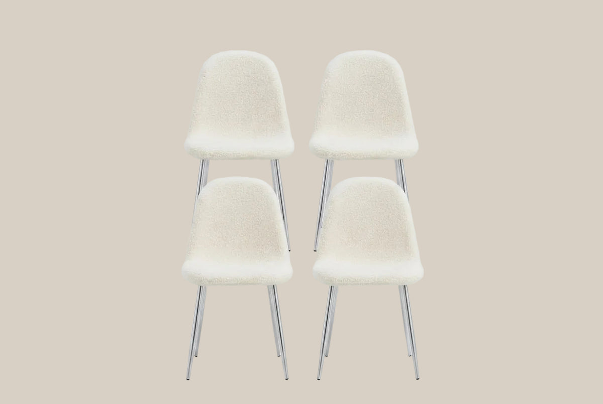Marchmont — Chaise en molletonné doudou écru, piètement chromé — vue 5