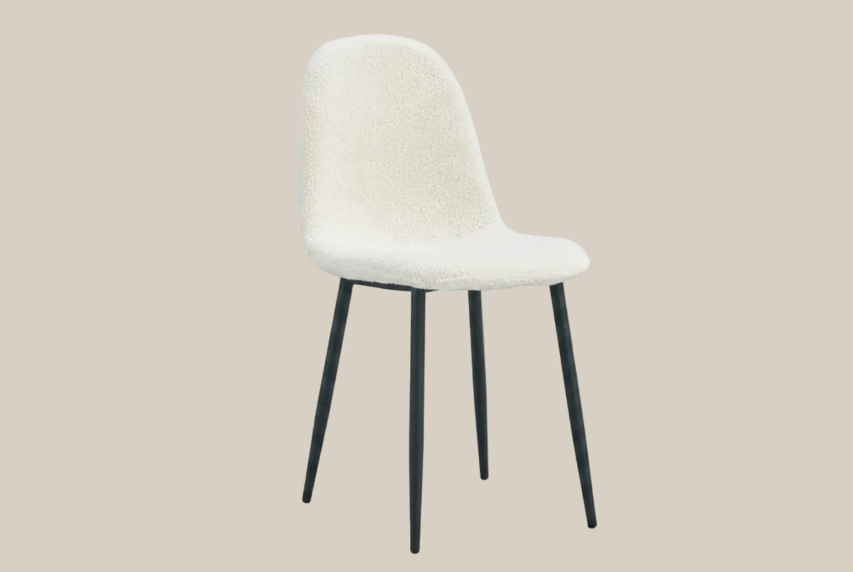 Marchmont — Chaise en molletonné doudou écru, piètement métal noir — vue 2