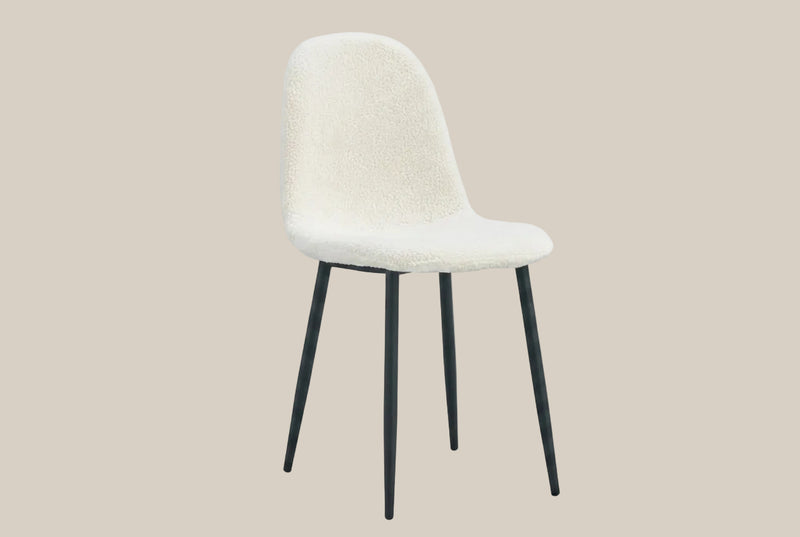 Marchmont — Chaise en molletonné doudou écru, piètement métal noir