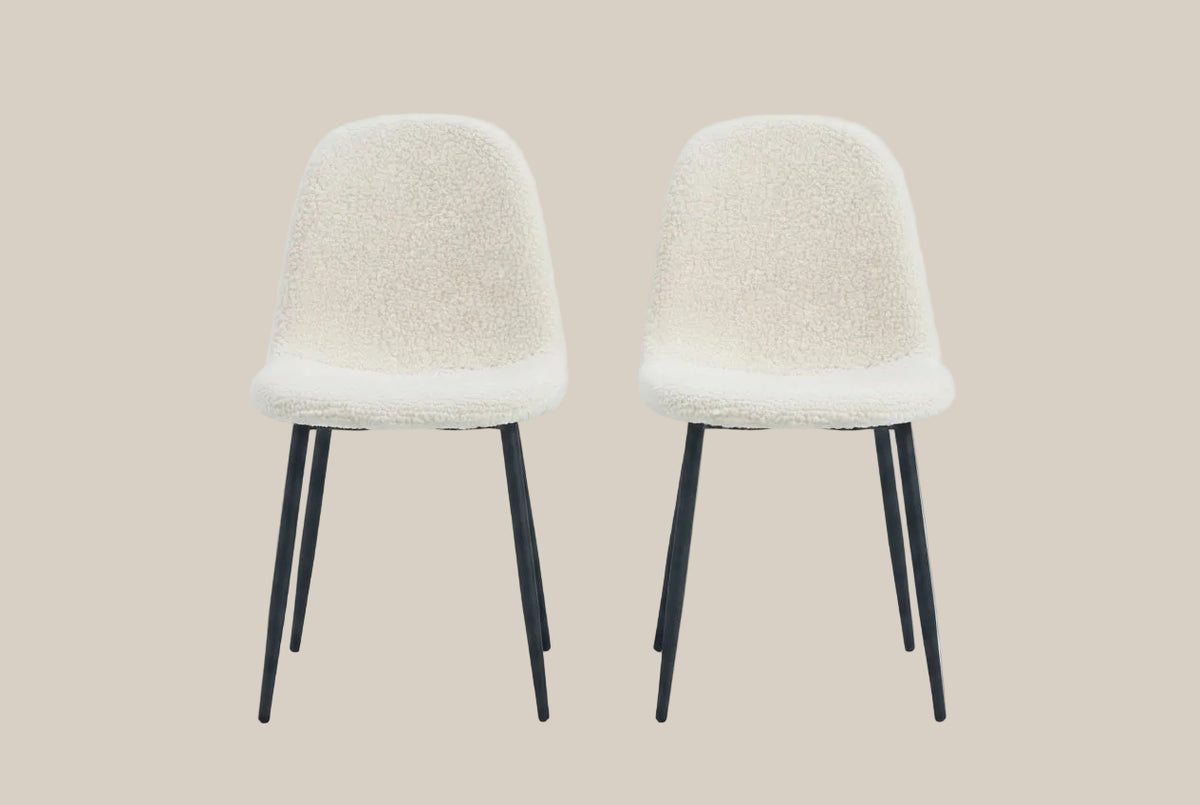 Marchmont — Chaise en molletonné doudou écru, piètement métal noir — vue 4