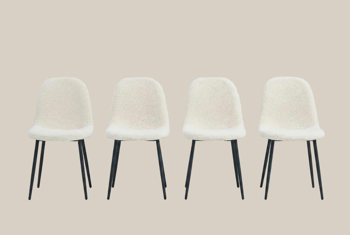 Marchmont — Chaise en molletonné doudou écru, piètement métal noir — vue 5