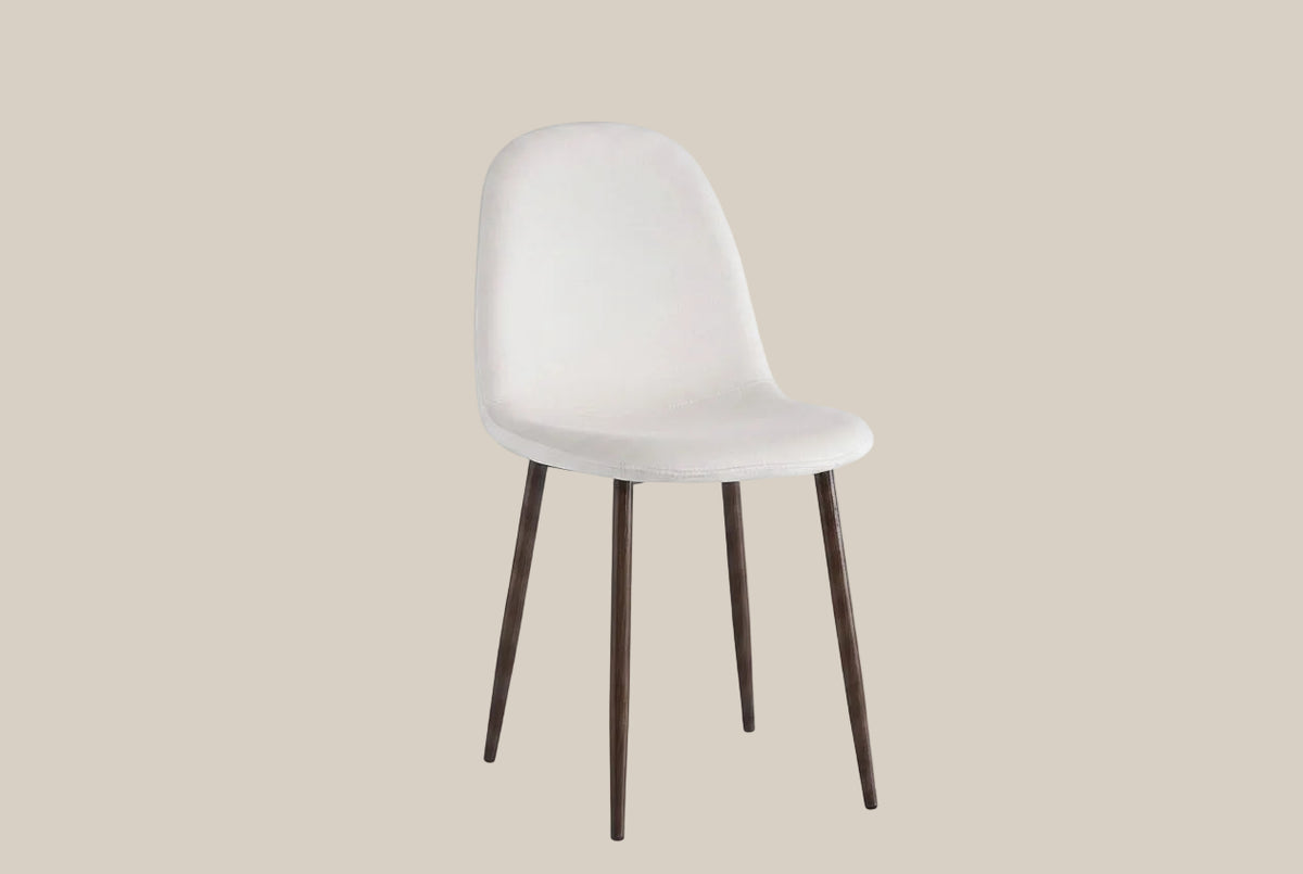Marchmont — Chaise en tissu beige, piètement effet noyer — vue 2
