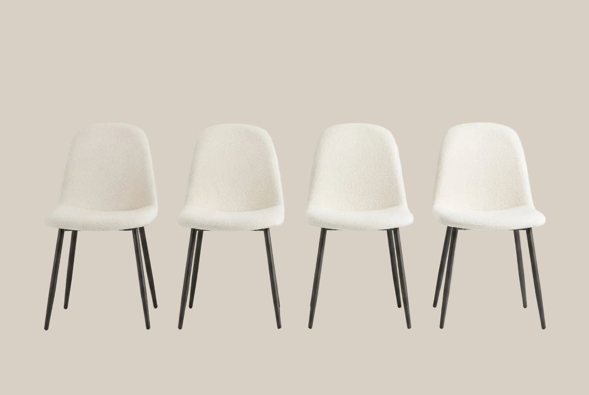 Marchmont — Chaise en tissu beige, piètement effet noyer — vue 4
