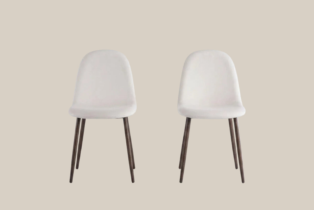 Marchmont — Chaise en tissu beige, piètement effet noyer — vue 5