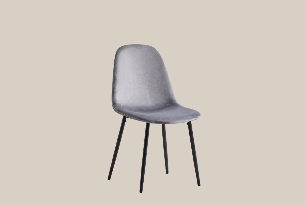 Marchmont — Chaise en velours anthracite, piètement métal noir — vue 2