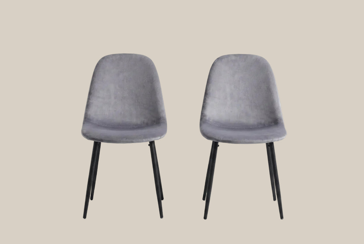 Marchmont — Chaise en velours anthracite, piètement métal noir — vue 4