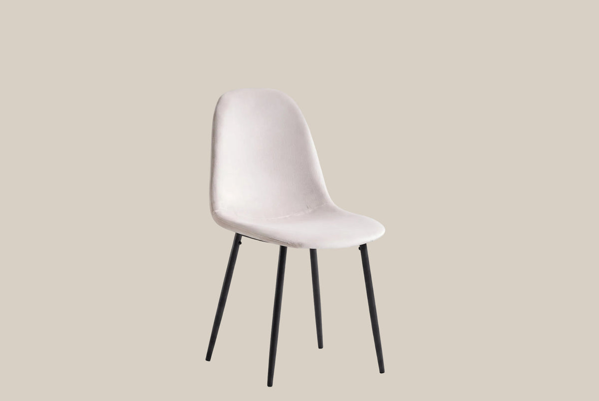 Marchmont — Chaise en velours beige, piètement métal noir — vue 2