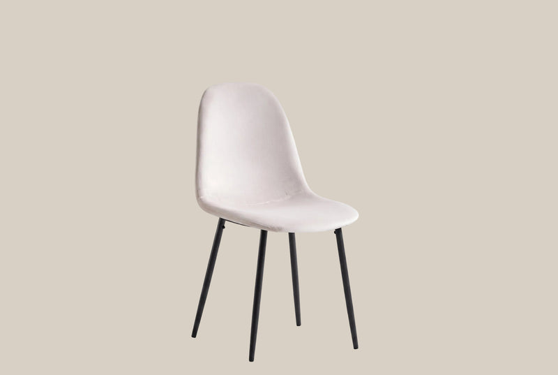 Marchmont — Chaise en velours beige, piètement métal noir