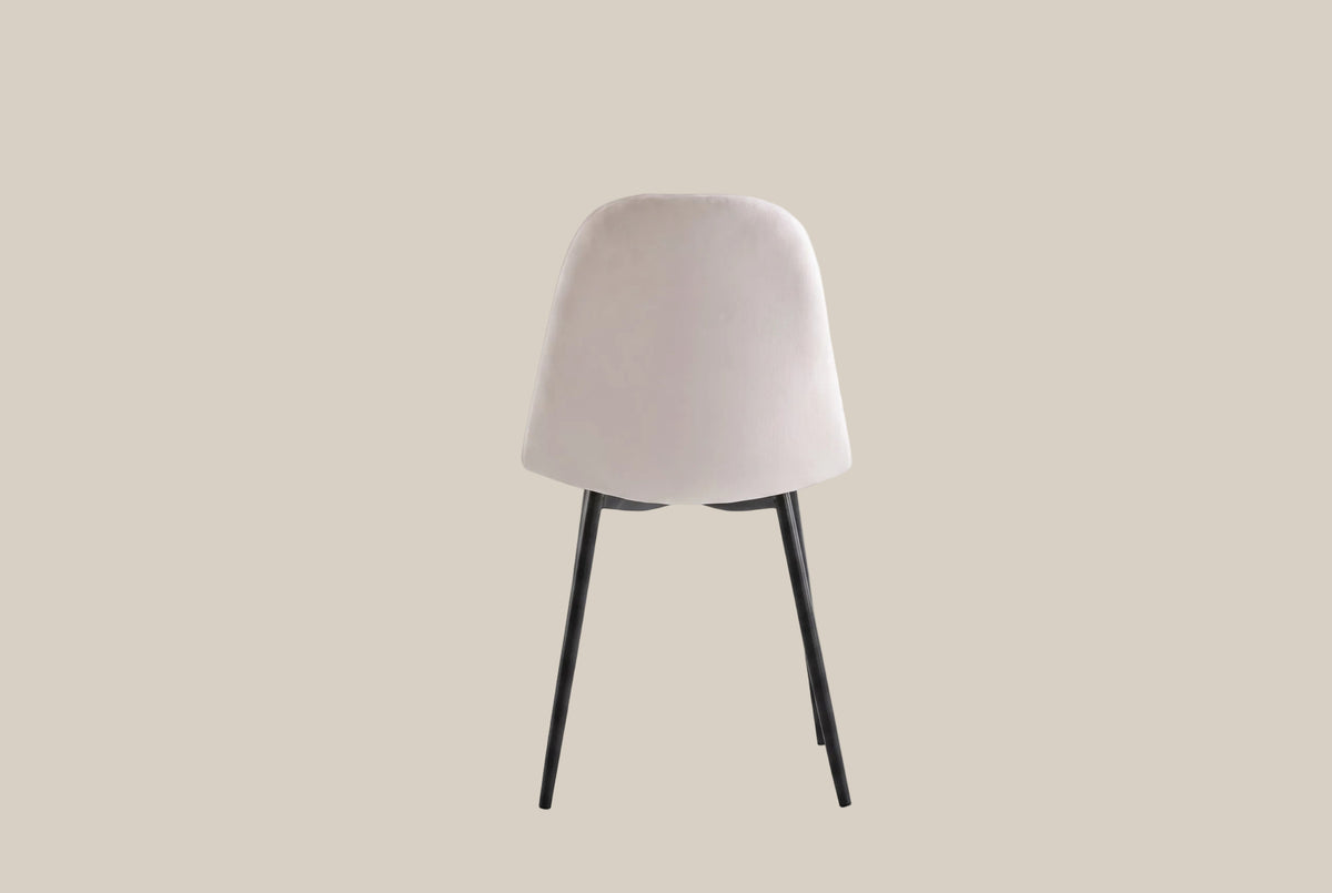 Marchmont — Chaise en velours beige, piètement métal noir — vue 3