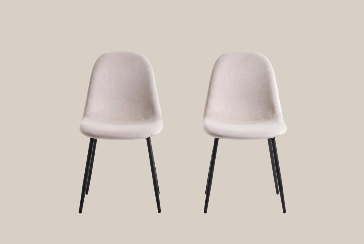 Marchmont — Chaise en velours beige, piètement métal noir — vue 4