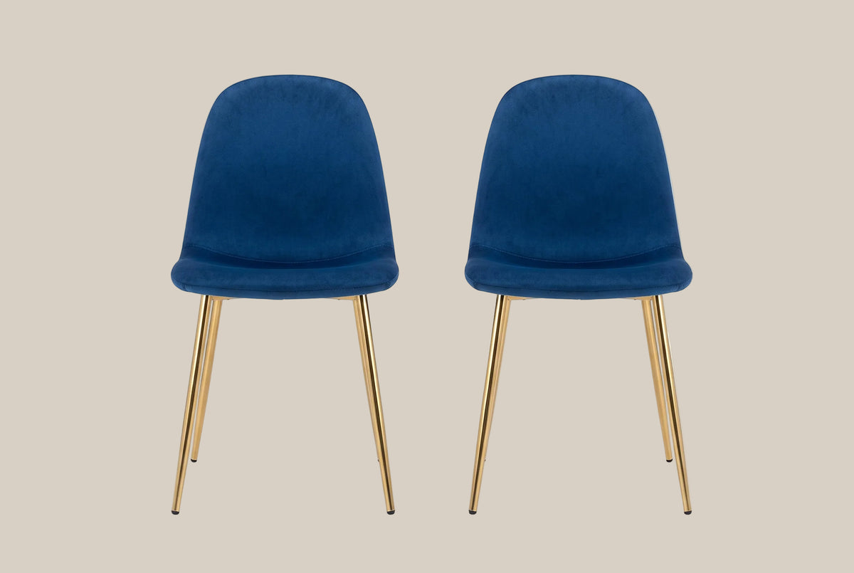 Marchmont — Chaise en velours bleu, piètement gold — vue 4