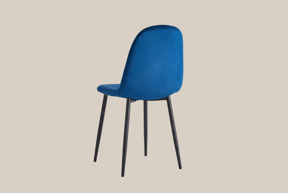 Marchmont — Chaise en velours bleu, piètement métal noir — vue 3