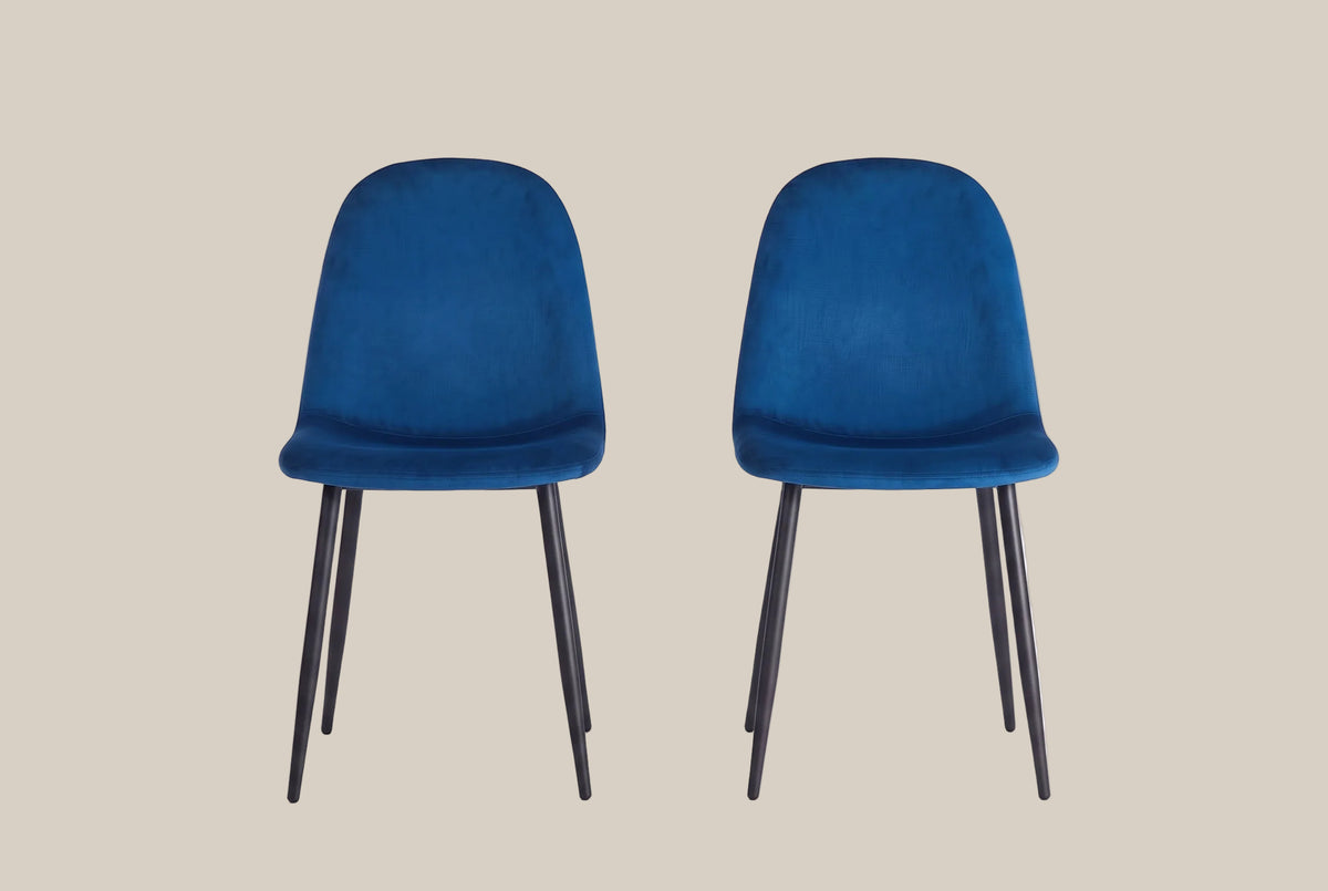 Marchmont — Chaise en velours bleu, piètement métal noir — vue 4