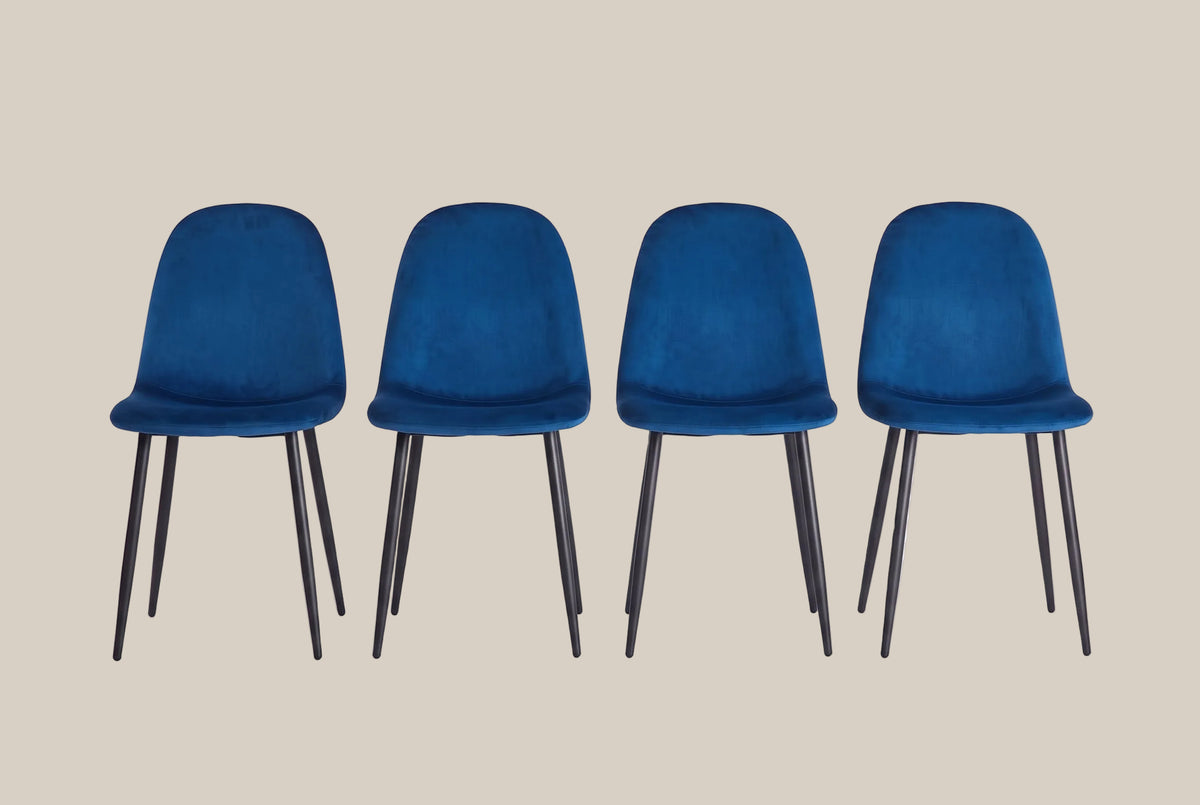 Marchmont — Chaise en velours bleu, piètement métal noir — vue 5