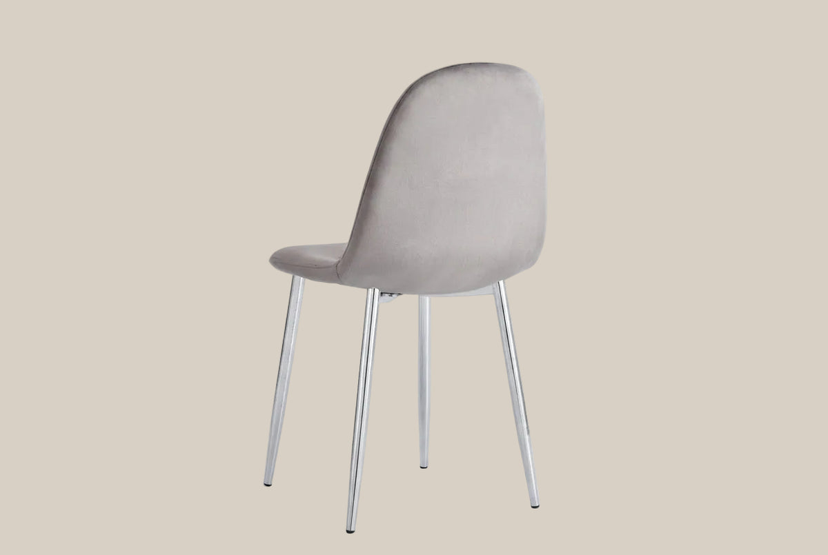 Marchmont — Chaise en velours gris, piètement chromé — vue 3