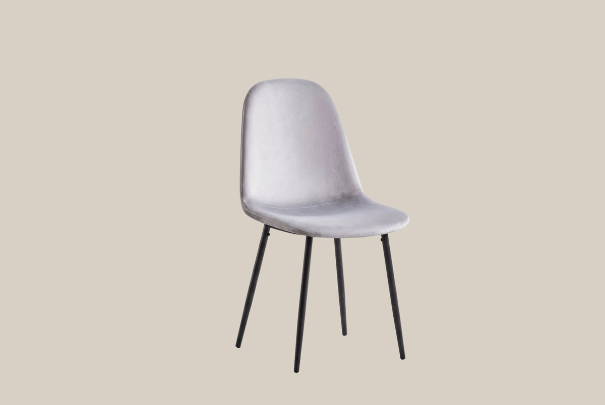Marchmont — Chaise en velours gris, piètement métal noir — vue 2