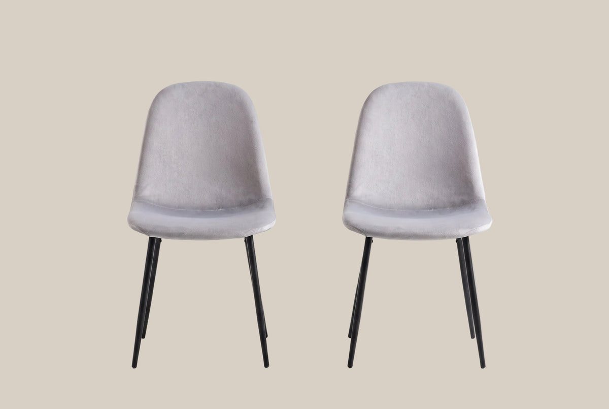 Marchmont — Chaise en velours gris, piètement métal noir — vue 4