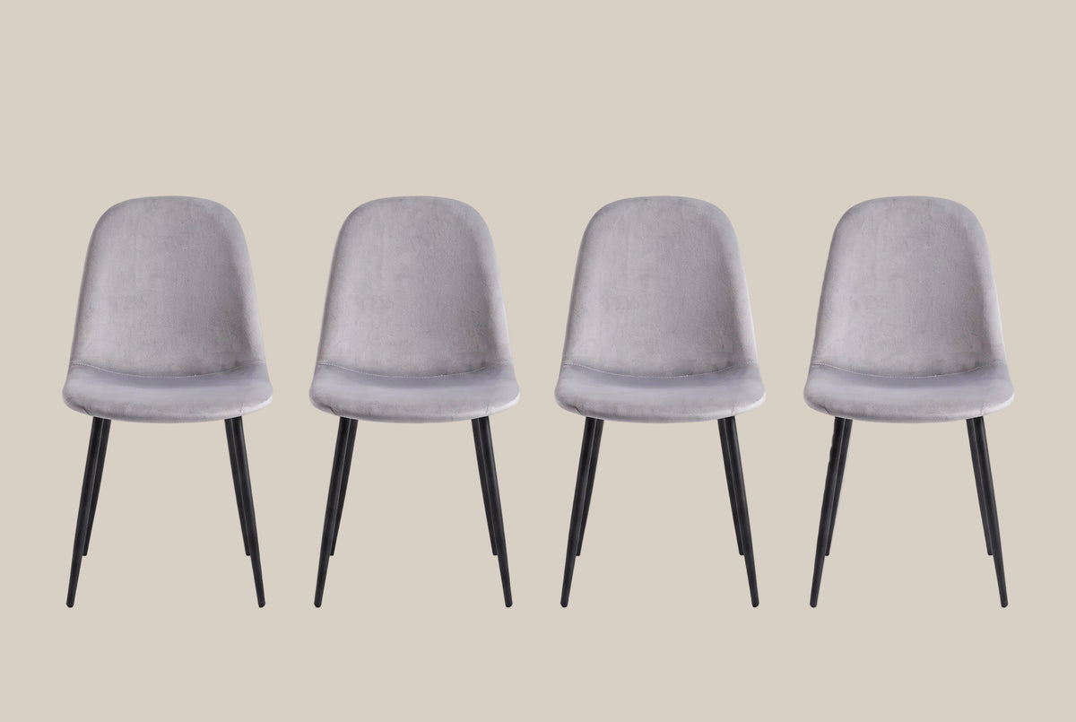 Marchmont — Chaise en velours gris, piètement métal noir — vue 5