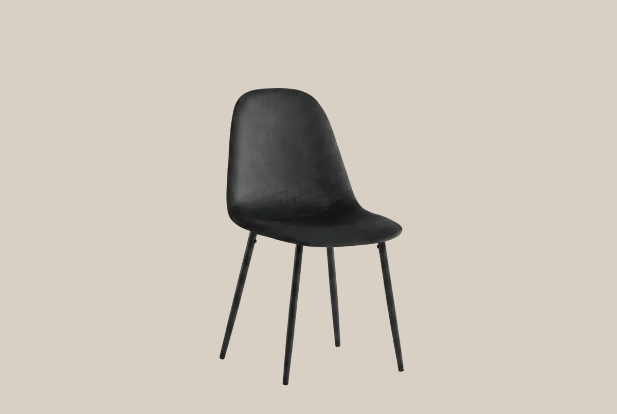 Marchmont — Chaise en velours noir, piètement métal noir — vue 2