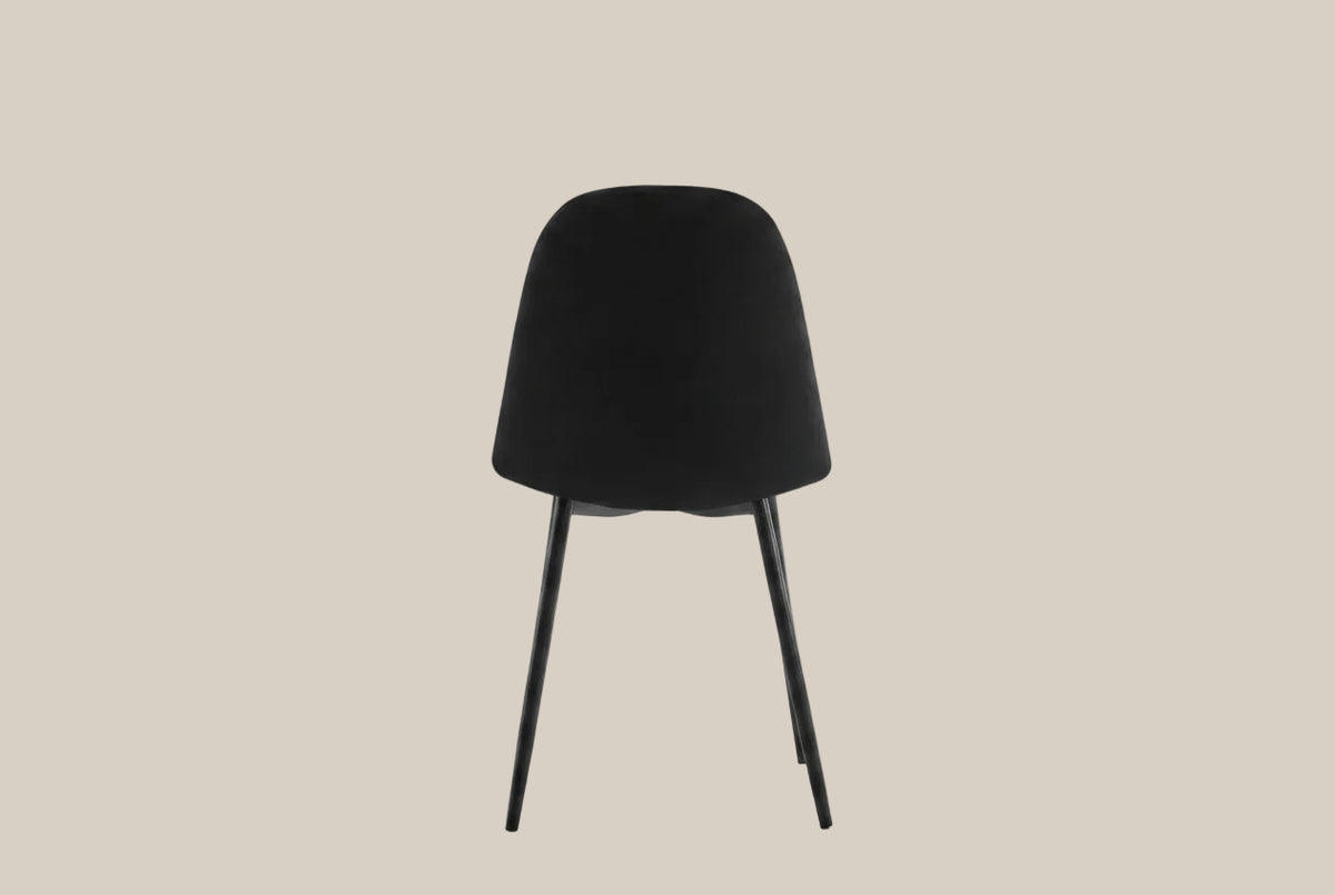 Marchmont — Chaise en velours noir, piètement métal noir — vue 3
