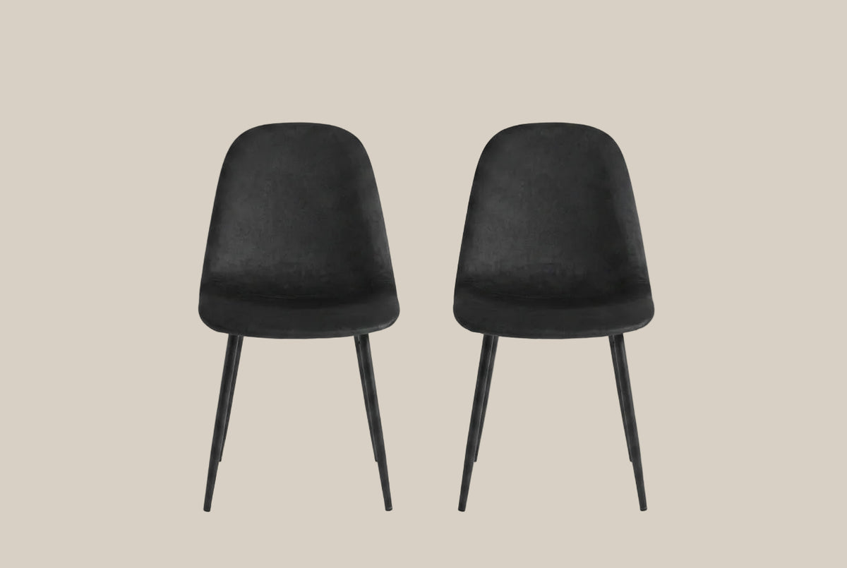 Marchmont — Chaise en velours noir, piètement métal noir — vue 4