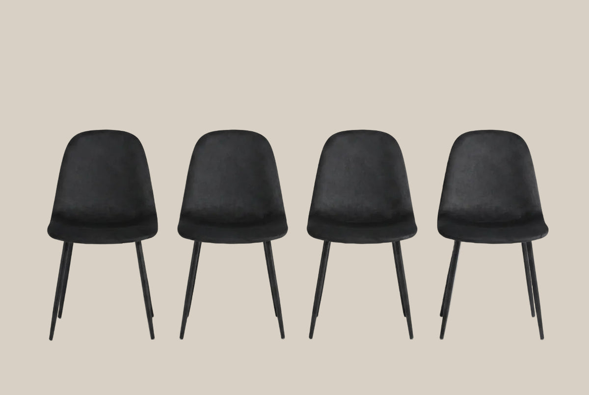 Marchmont — Chaise en velours noir, piètement métal noir — vue 5