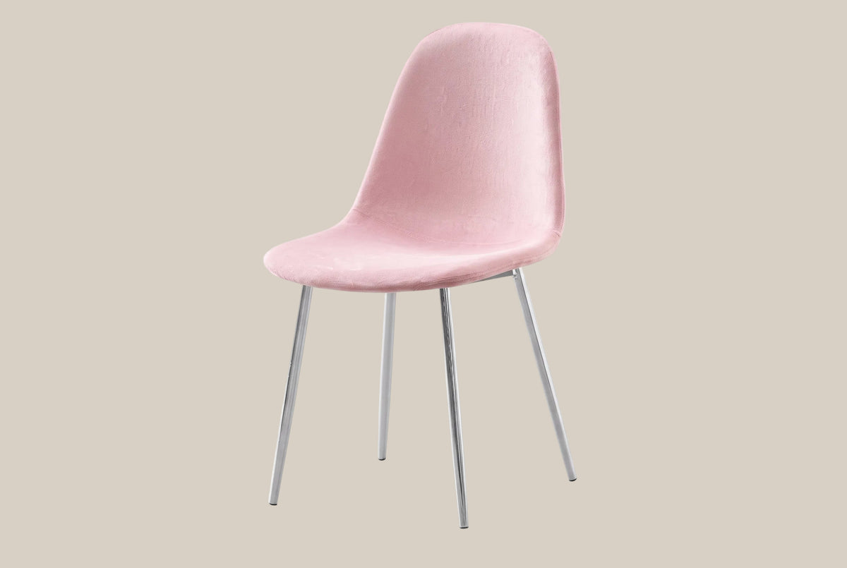 Marchmont — Chaise en velours rose pâle, piètement chromé — vue 2