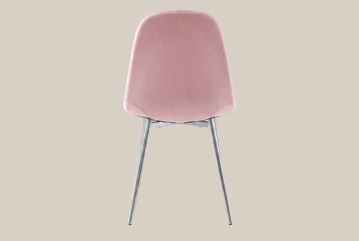 Marchmont — Chaise en velours rose pâle, piètement chromé — vue 3