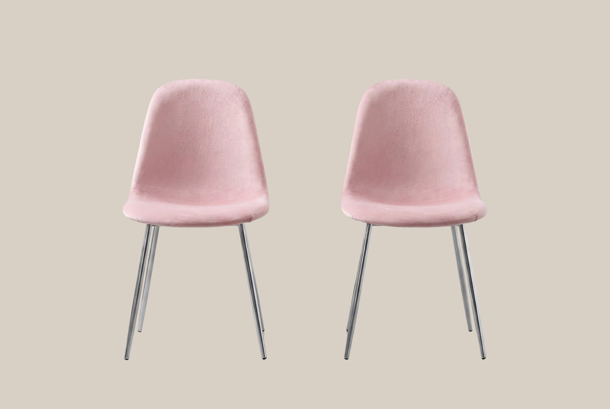 Marchmont — Chaise en velours rose pâle, piètement chromé — vue 4