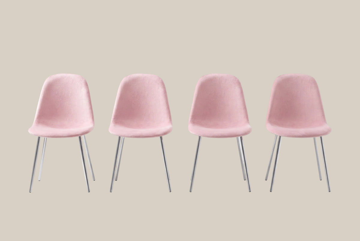 Marchmont — Chaise en velours rose pâle, piètement chromé — vue 5