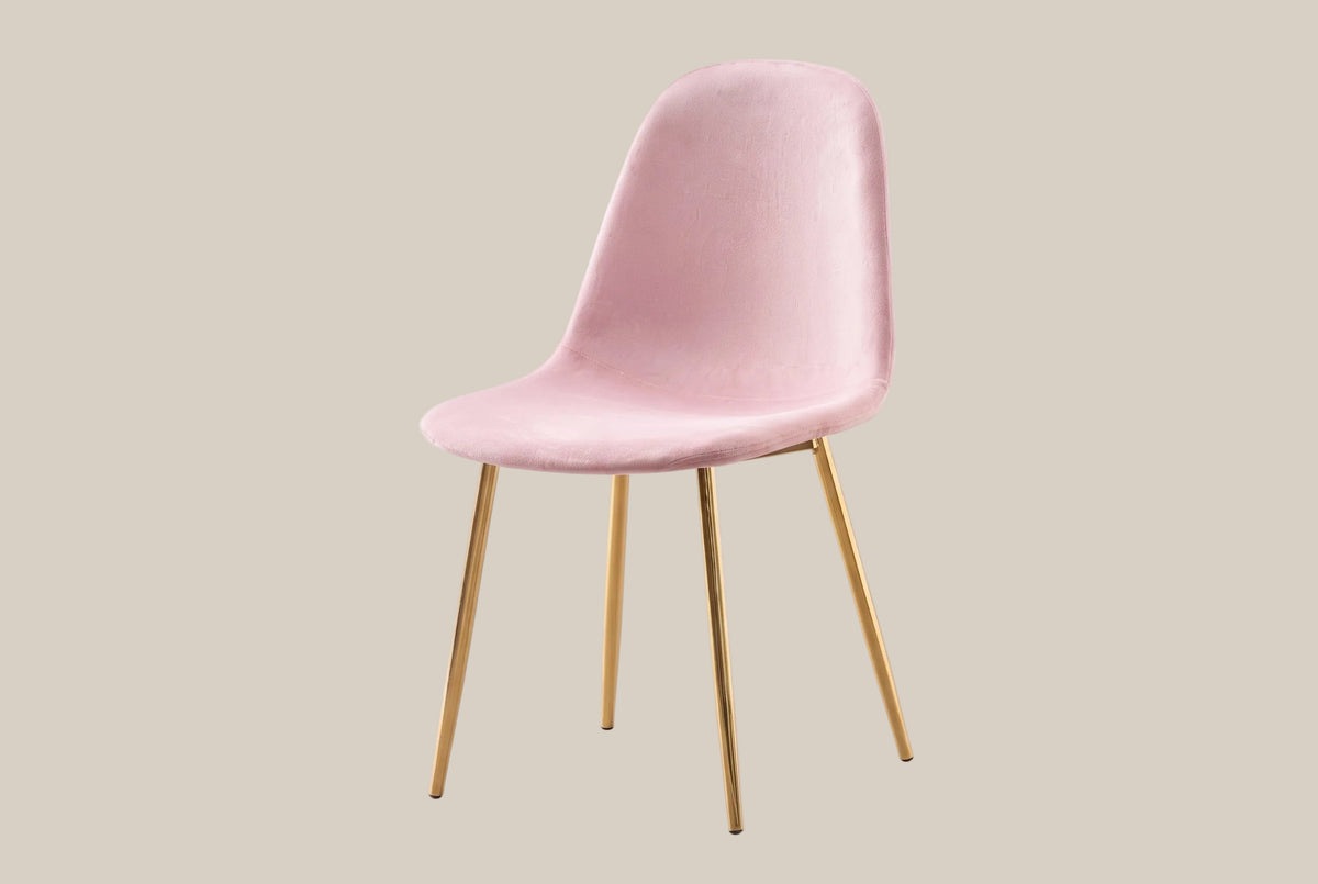Marchmont — Chaise en velours rose pâle, piètement gold — vue 2