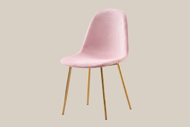 Marchmont — Chaise en velours rose pâle, piètement gold