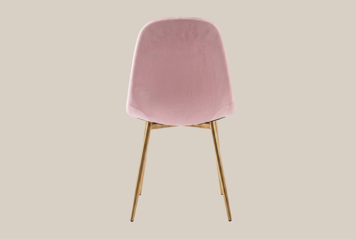 Marchmont — Chaise en velours rose pâle, piètement gold — vue 3