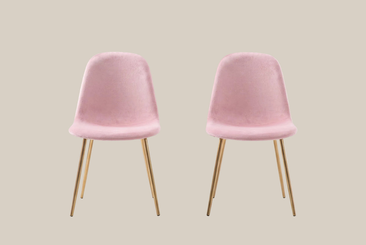 Marchmont — Chaise en velours rose pâle, piètement gold — vue 4