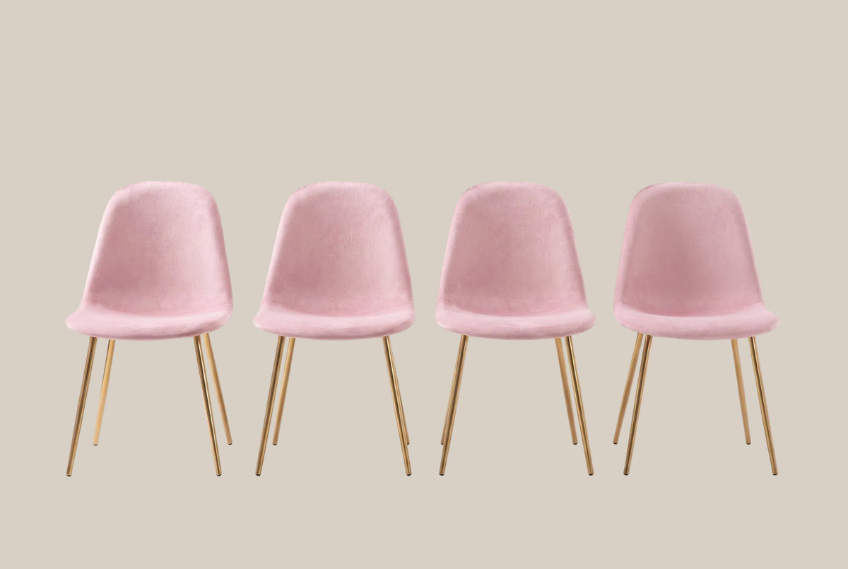 Marchmont — Chaise en velours rose pâle, piètement gold — vue 5