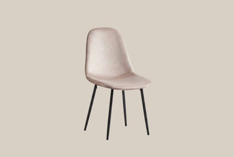 Marchmont — Chaise en velours taupe, piètement métal noir