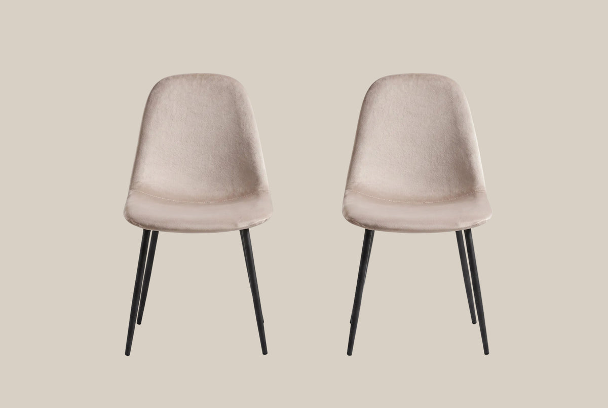 Marchmont — Chaise en velours taupe, piètement métal noir — vue 4