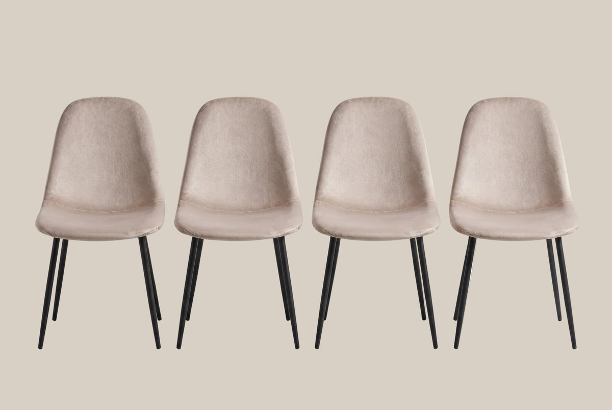 Marchmont — Chaise en velours taupe, piètement métal noir — vue 5