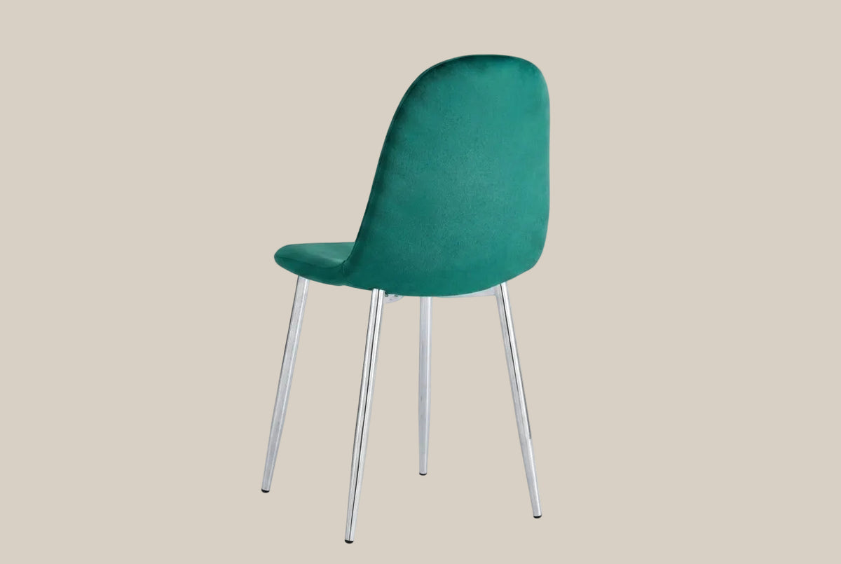 Marchmont — Chaise en velours vert sapin, piètement chromé — vue 3