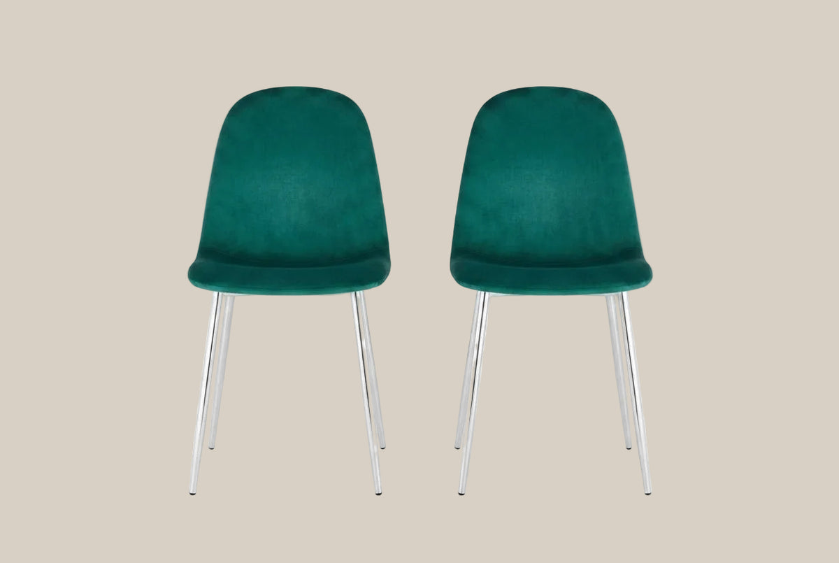 Marchmont — Chaise en velours vert sapin, piètement chromé — vue 4
