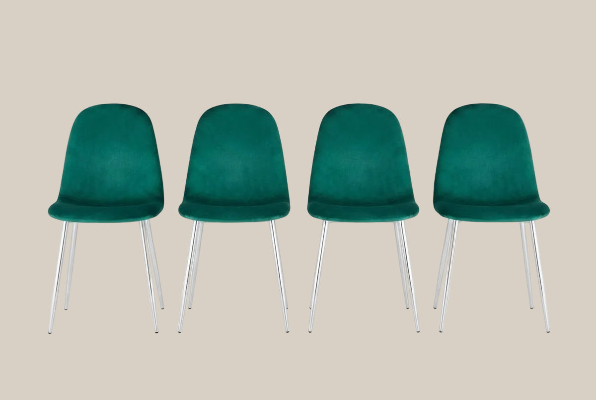 Marchmont — Chaise en velours vert sapin, piètement chromé — vue 5