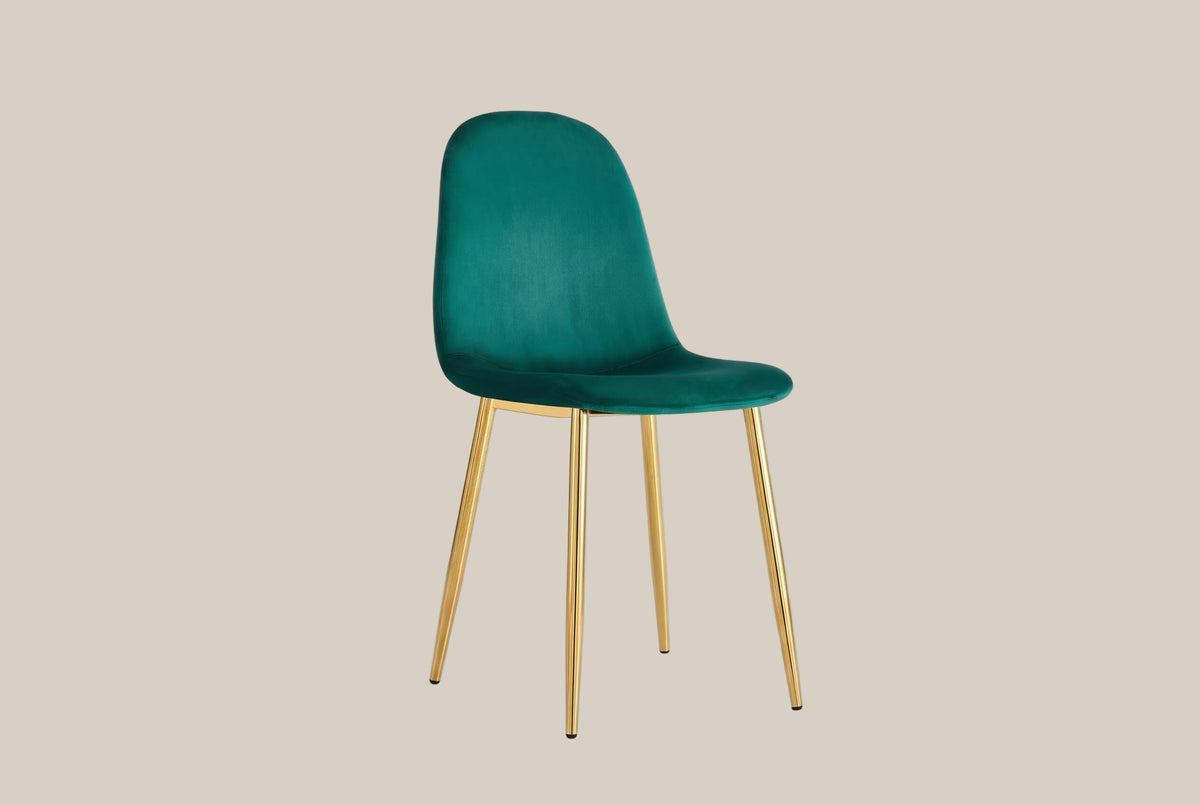Marchmont — Chaise en velours vert sapin, piètement gold — vue 2