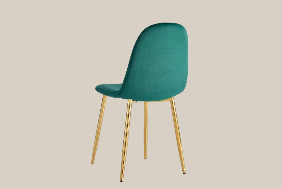 Marchmont — Chaise en velours vert sapin, piètement gold — vue 3